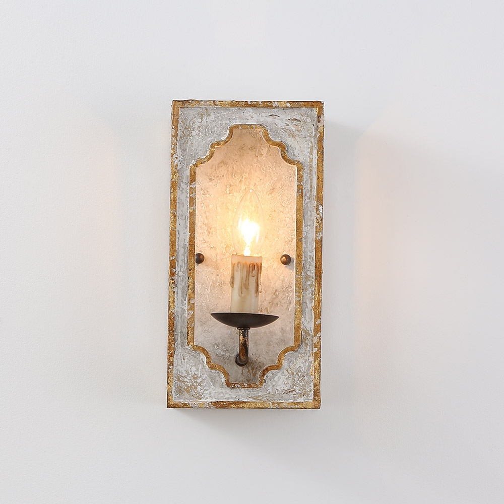 HMR - Lightelk Heye Candle Square Distressed Wall Sconce in 1-Light