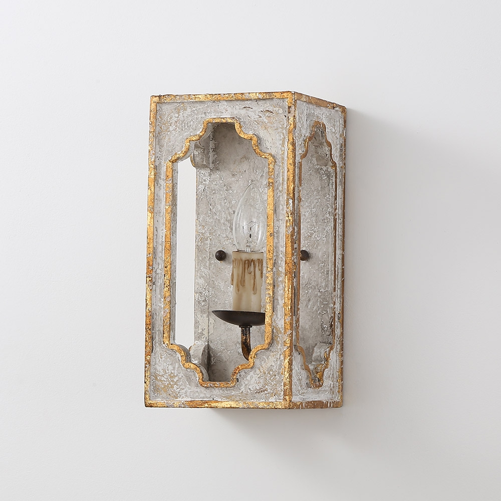 HMR - Lightelk Heye Candle Square Distressed Wall Sconce in 1-Light