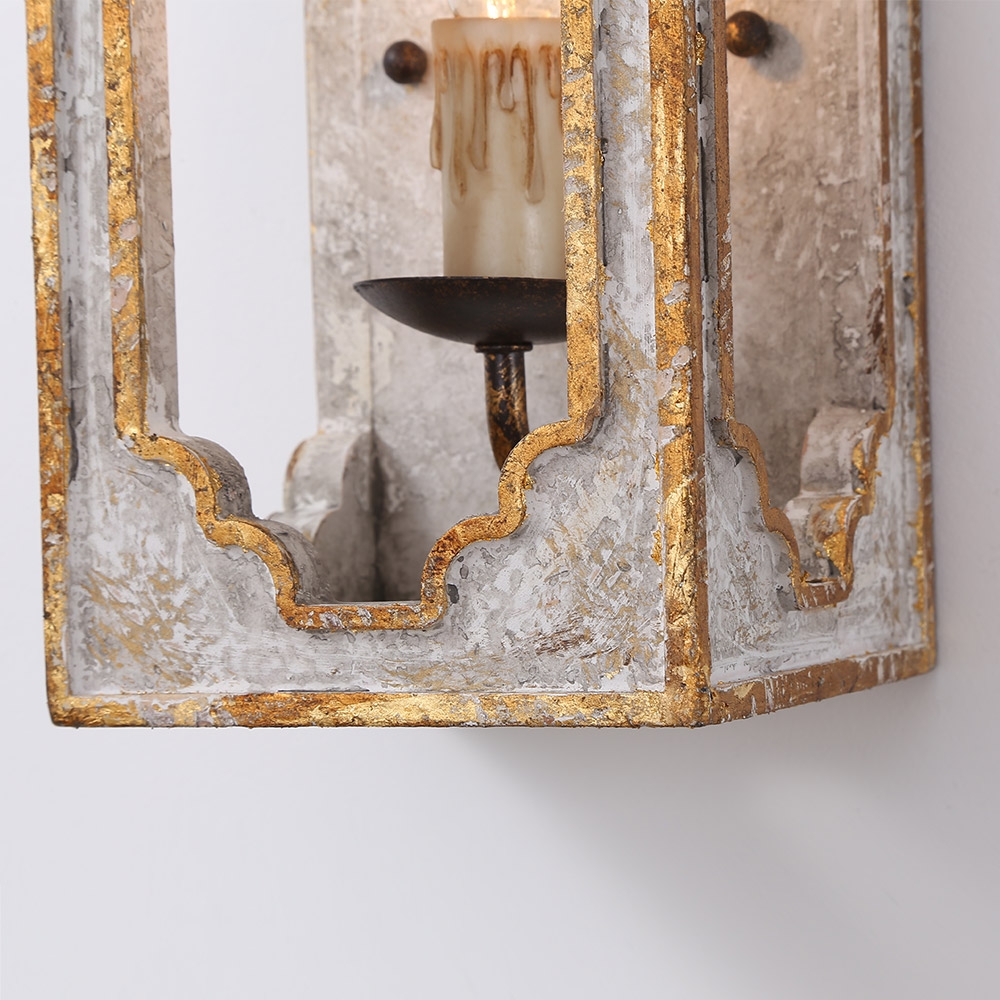 HMR - Lightelk Heye Candle Square Distressed Wall Sconce in 1-Light