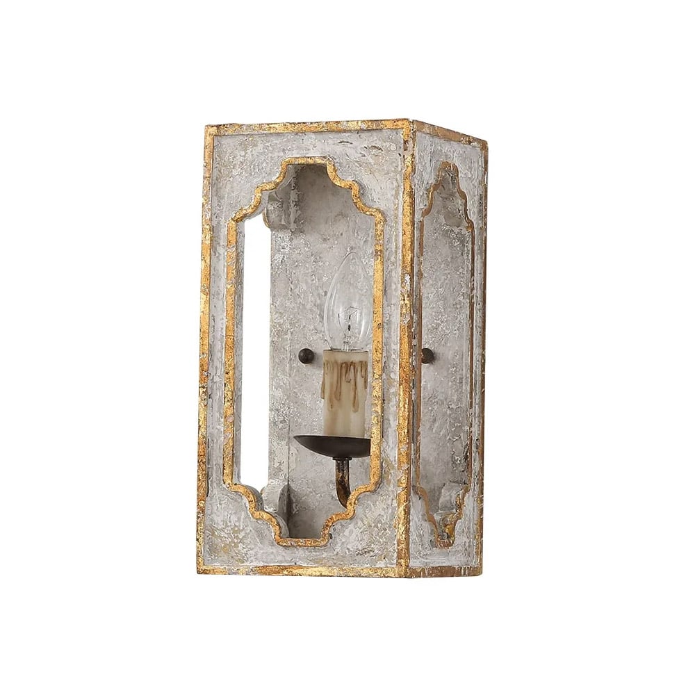 HMR - Lightelk Heye Candle Square Distressed Wall Sconce in 1-Light
