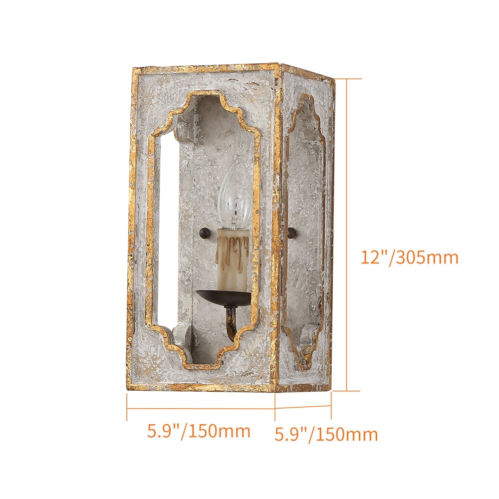 HMR - Lightelk Heye Candle Square Distressed Wall Sconce in 1-Light