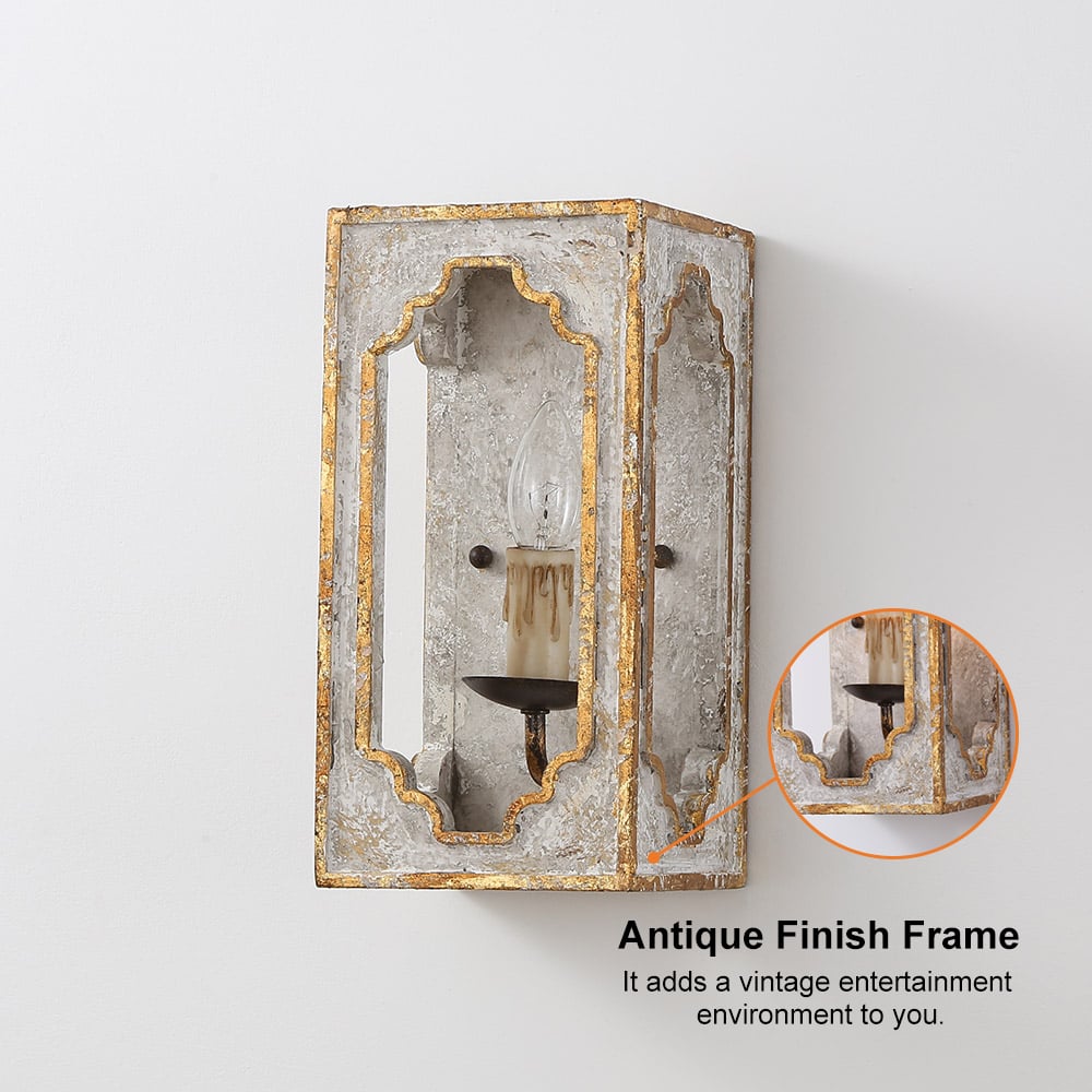 HMR - Lightelk Heye Candle Square Distressed Wall Sconce in 1-Light
