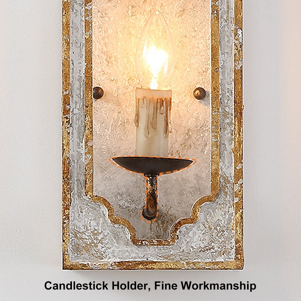 HMR - Lightelk Heye Candle Square Distressed Wall Sconce in 1-Light