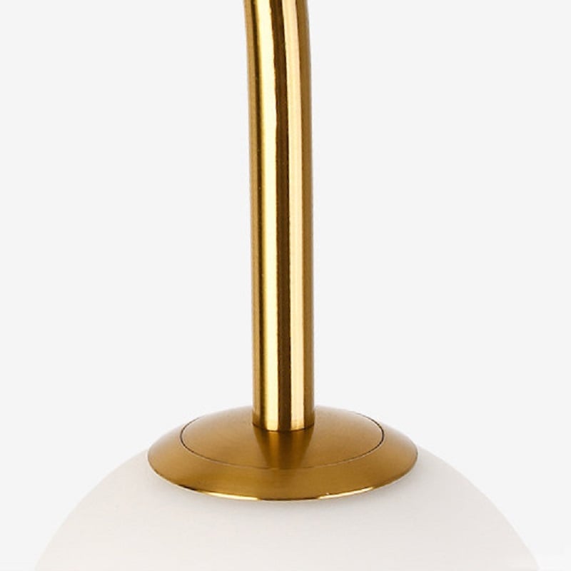 HMR - 60" Arc Floor Lamp with Shelf with Glass Shade and Marble Base in Gold