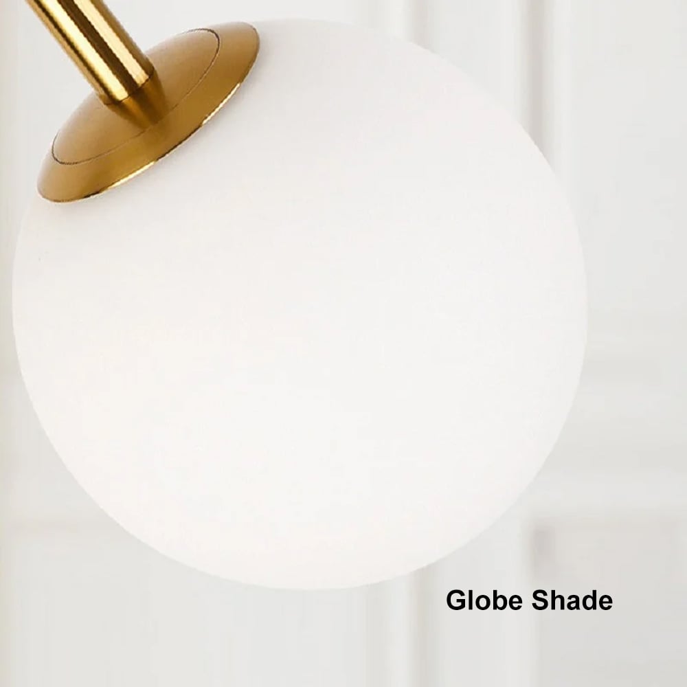 HMR - 60" Arc Floor Lamp with Shelf with Glass Shade and Marble Base in Gold