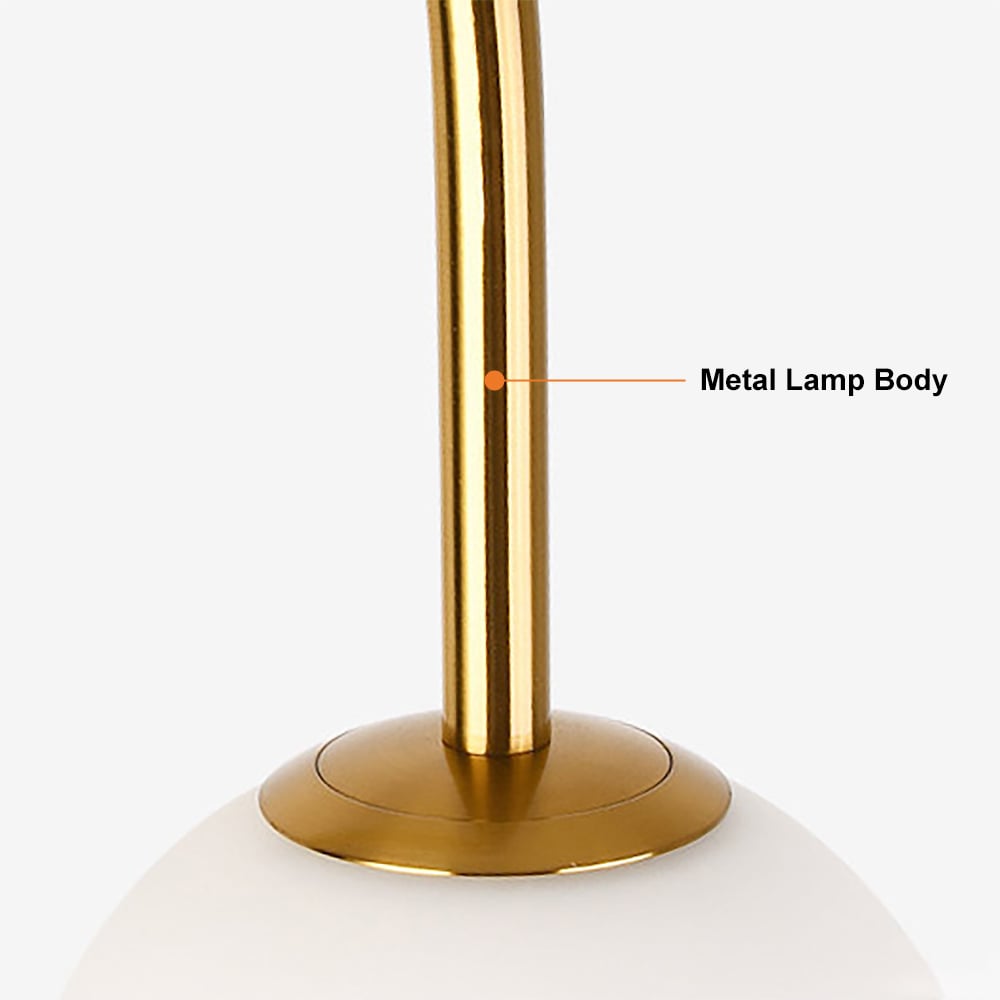 HMR - 60" Arc Floor Lamp with Shelf with Glass Shade and Marble Base in Gold