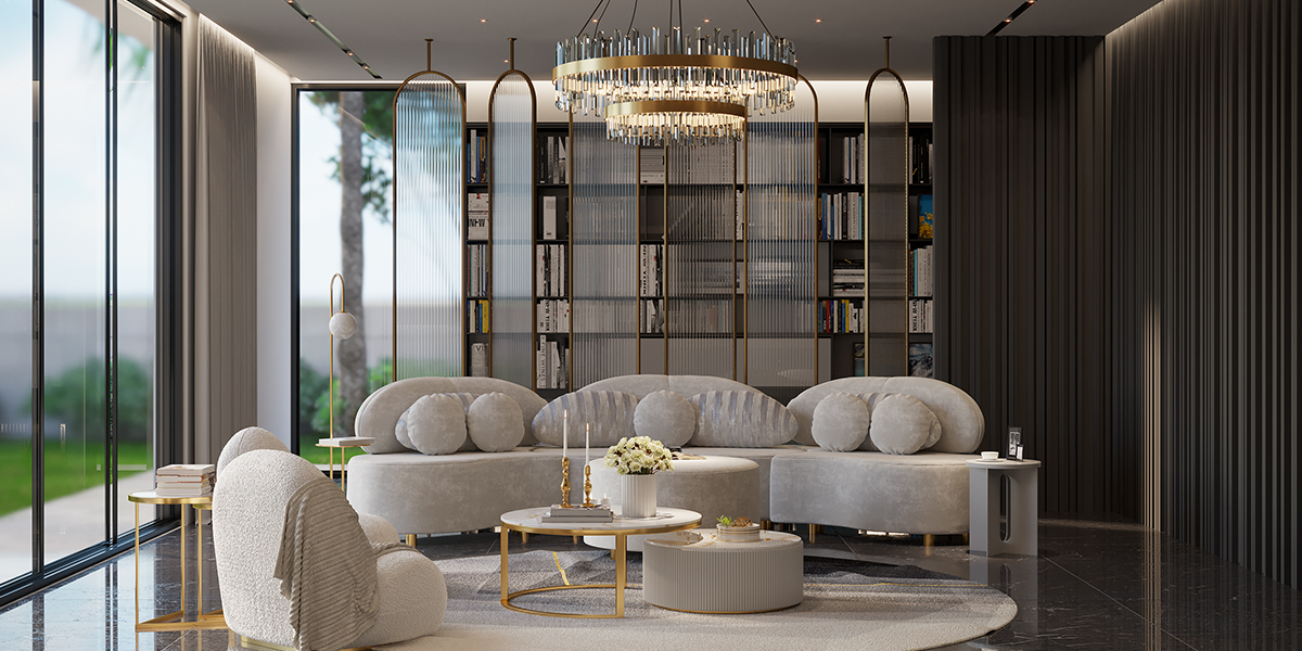 HMR - 60" Arc Floor Lamp with Shelf with Glass Shade and Marble Base in Gold