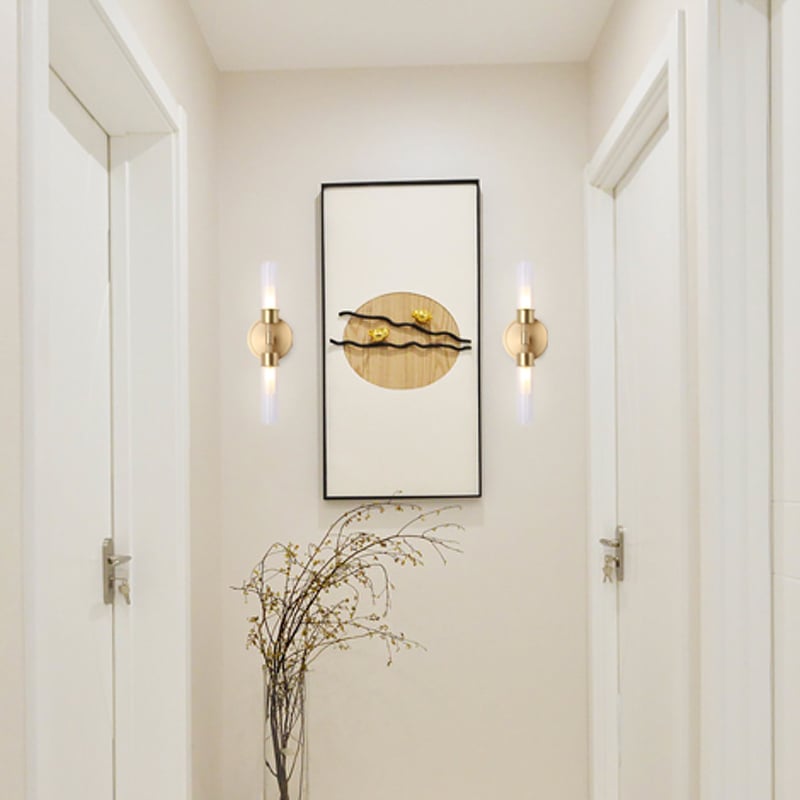 HMR - Brass 2-Light Wall Sconce for Bedroom in 15.4"L