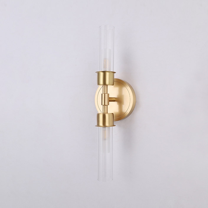 HMR - Brass 2-Light Wall Sconce for Bedroom in 15.4"L