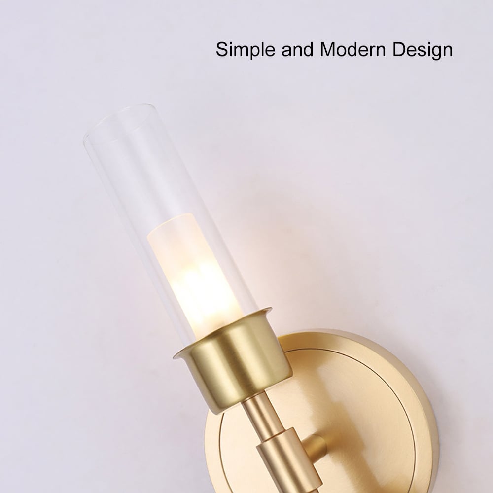 HMR - Brass 2-Light Wall Sconce for Bedroom in 15.4"L