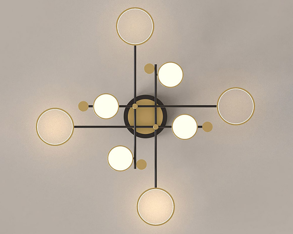 HMR - Modern Semi Flush Mount Lighting Ceiling Light Fixture LED Ring