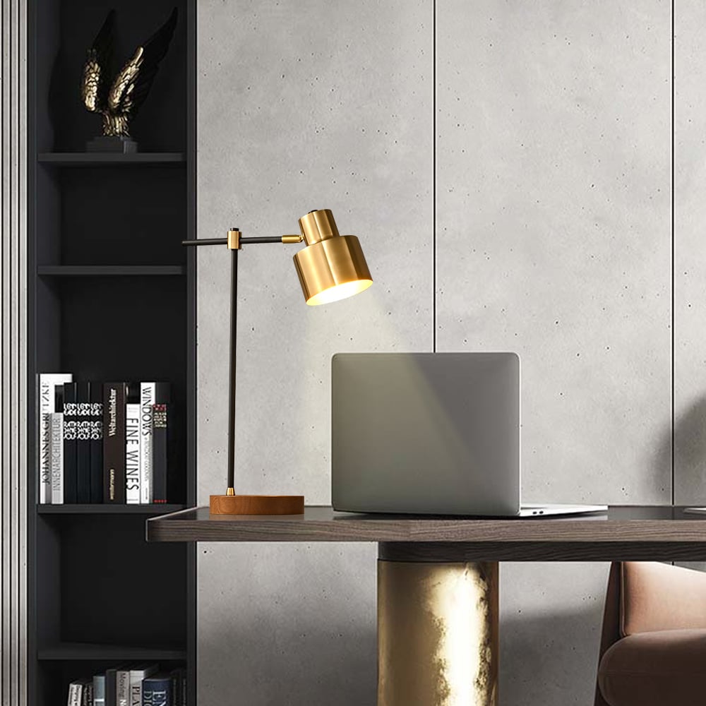 HMR - Table Lamp with Wireless Charger USB 1-Light in Black and Gold