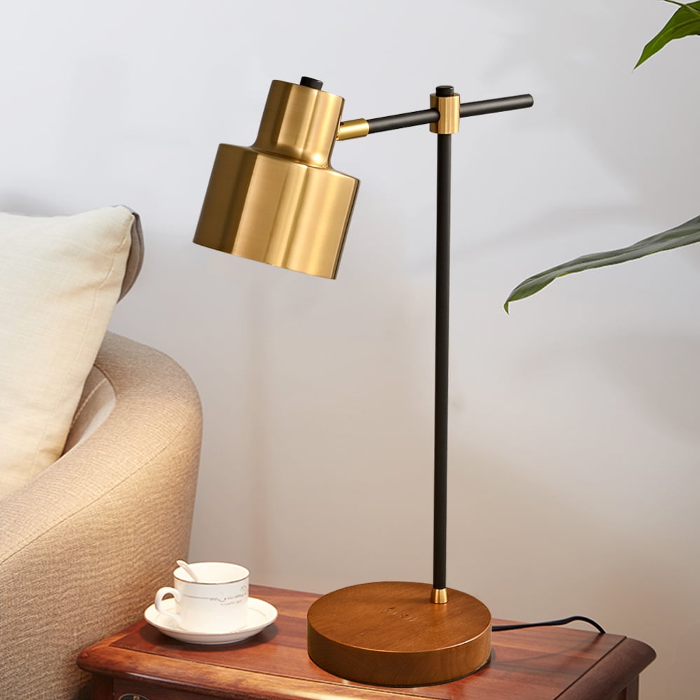 HMR - Table Lamp with Wireless Charger USB 1-Light in Black and Gold