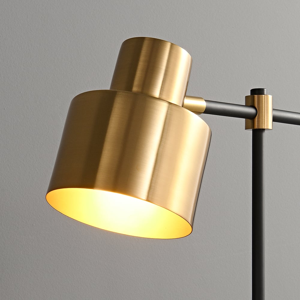 HMR - Table Lamp with Wireless Charger USB 1-Light in Black and Gold