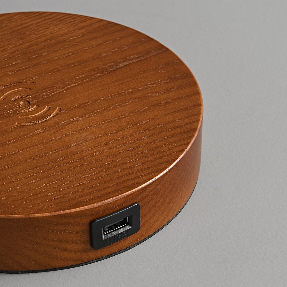 HMR - Table Lamp with Wireless Charger USB 1-Light in Black and Gold