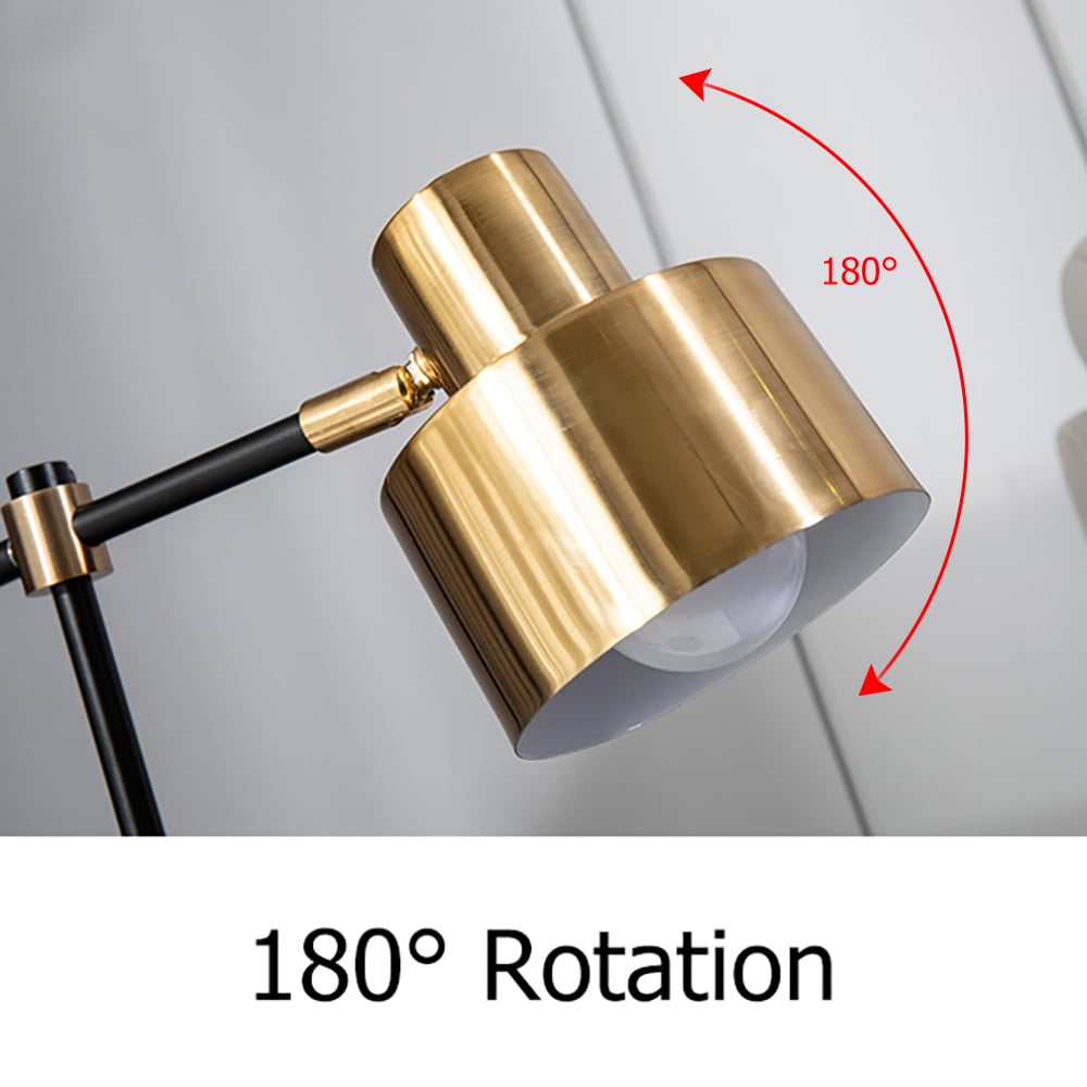 HMR - Table Lamp with Wireless Charger USB 1-Light in Black and Gold