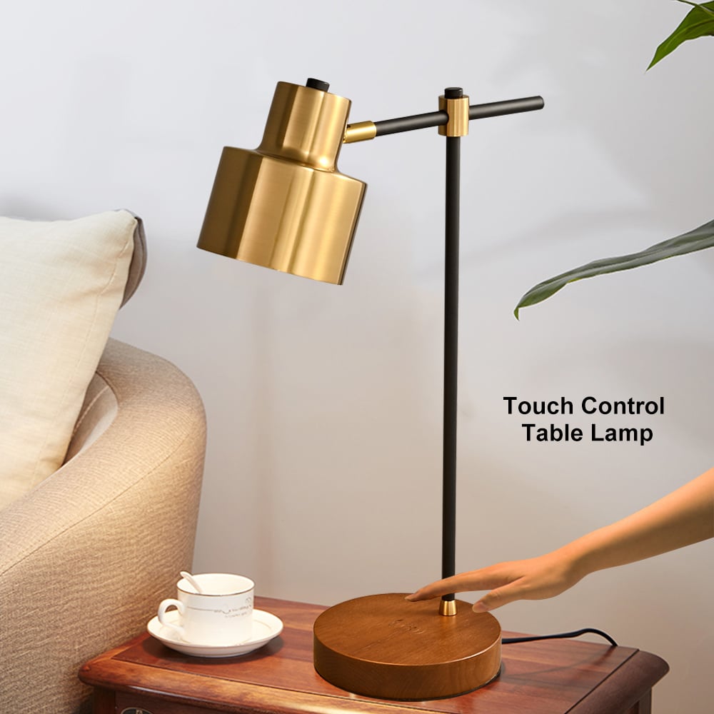 HMR - Table Lamp with Wireless Charger USB 1-Light in Black and Gold