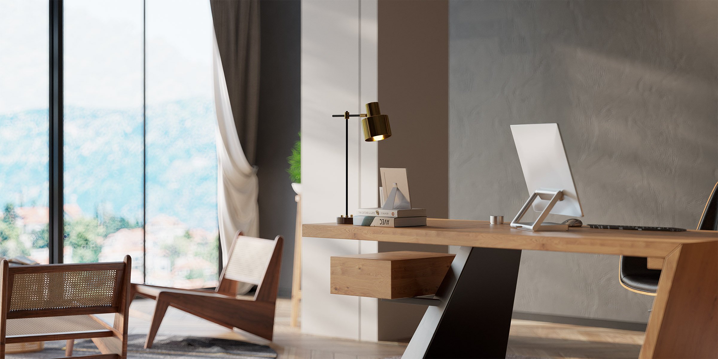 HMR - Table Lamp with Wireless Charger USB 1-Light in Black and Gold