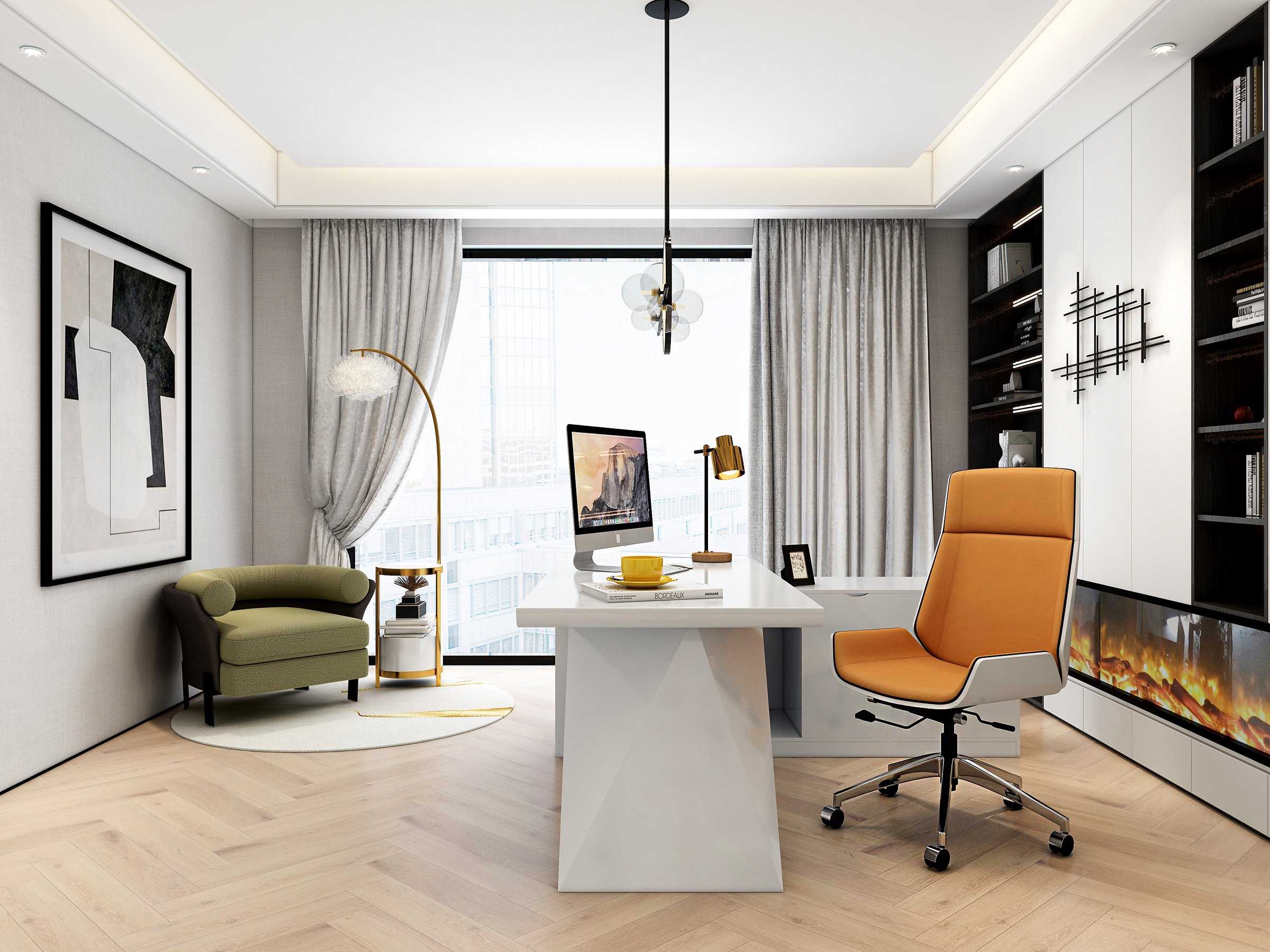 HMR - Table Lamp with Wireless Charger USB 1-Light in Black and Gold