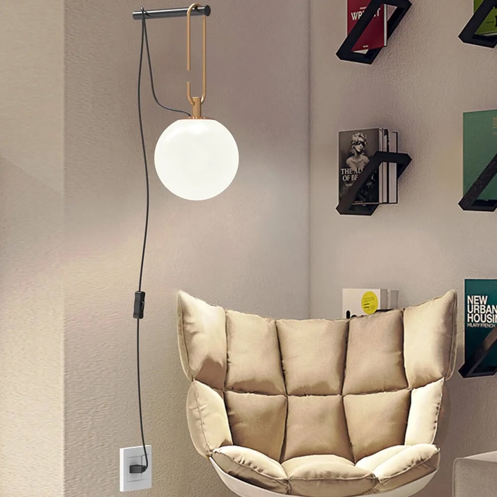 HMR - Globe Plug-in Wall Sconce in Brass