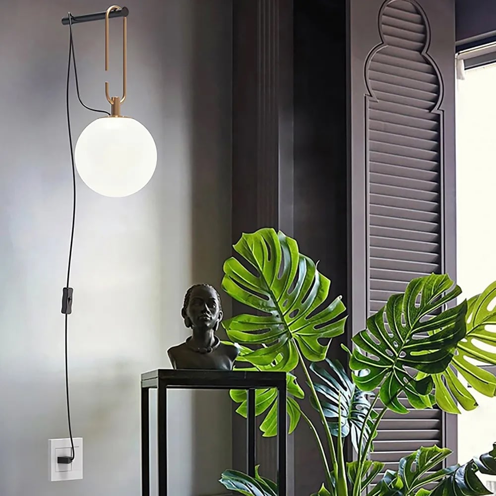 HMR - Globe Plug-in Wall Sconce in Brass