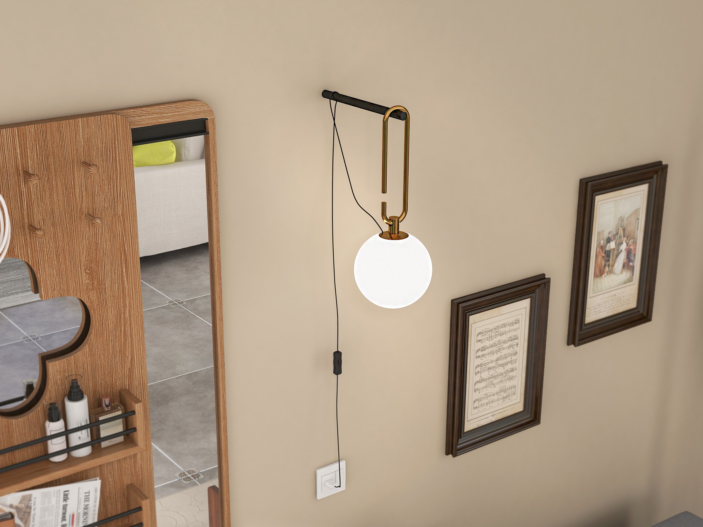 HMR - Globe Plug-in Wall Sconce in Brass