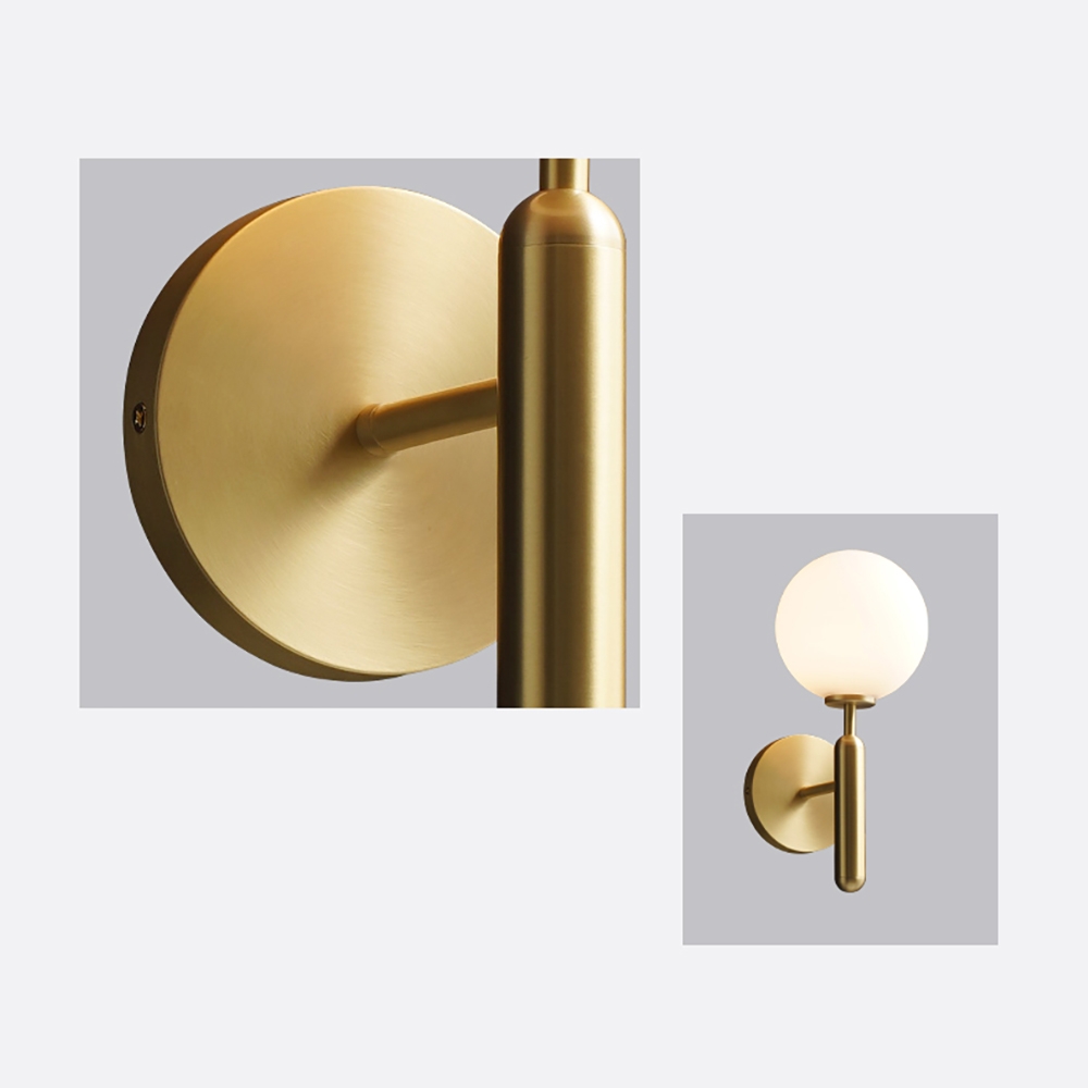 HMR - LED Globe Indoor Wall Sconce in White and Gold, Glass