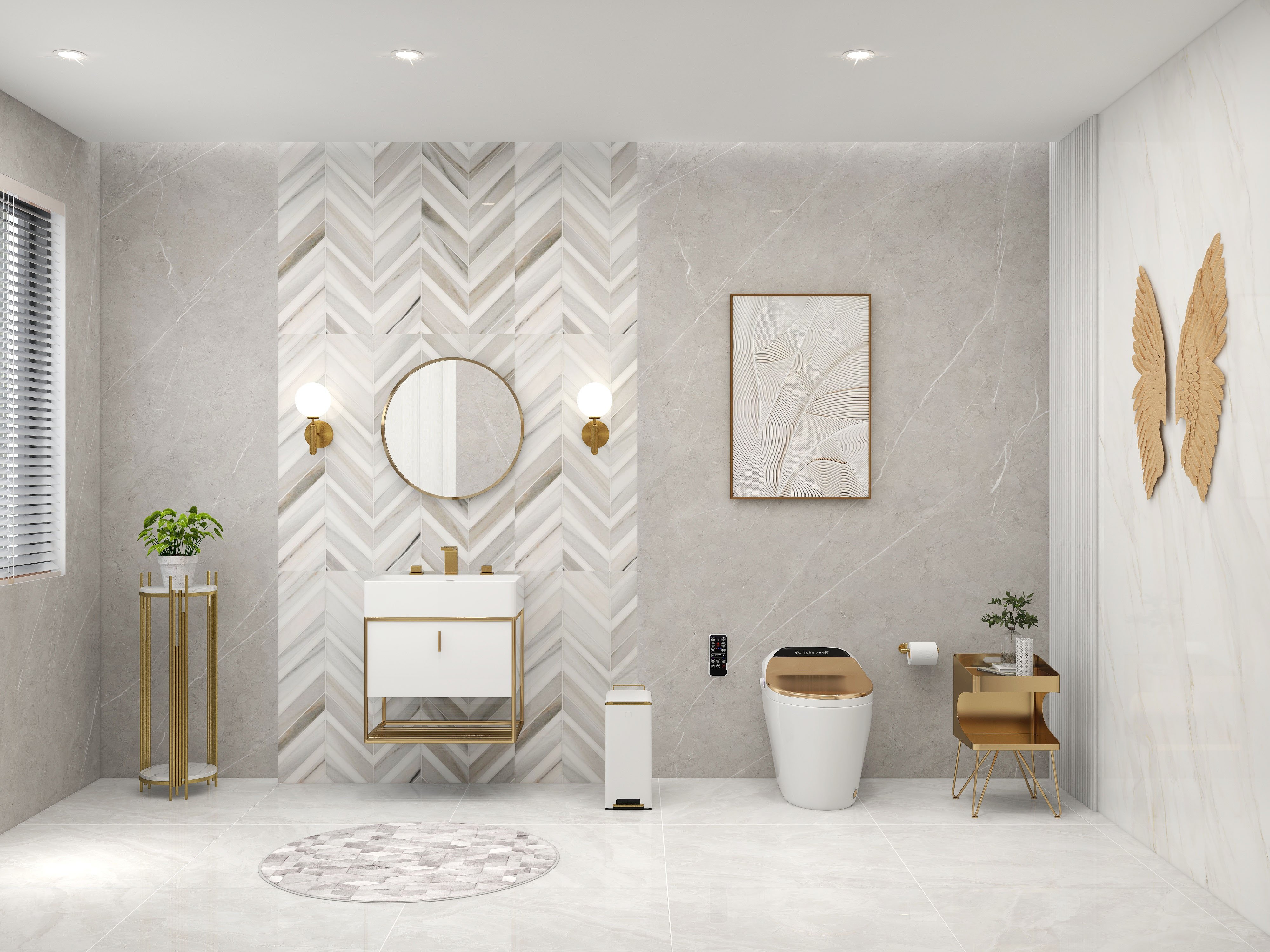 HMR - LED Globe Indoor Wall Sconce in White and Gold, Glass