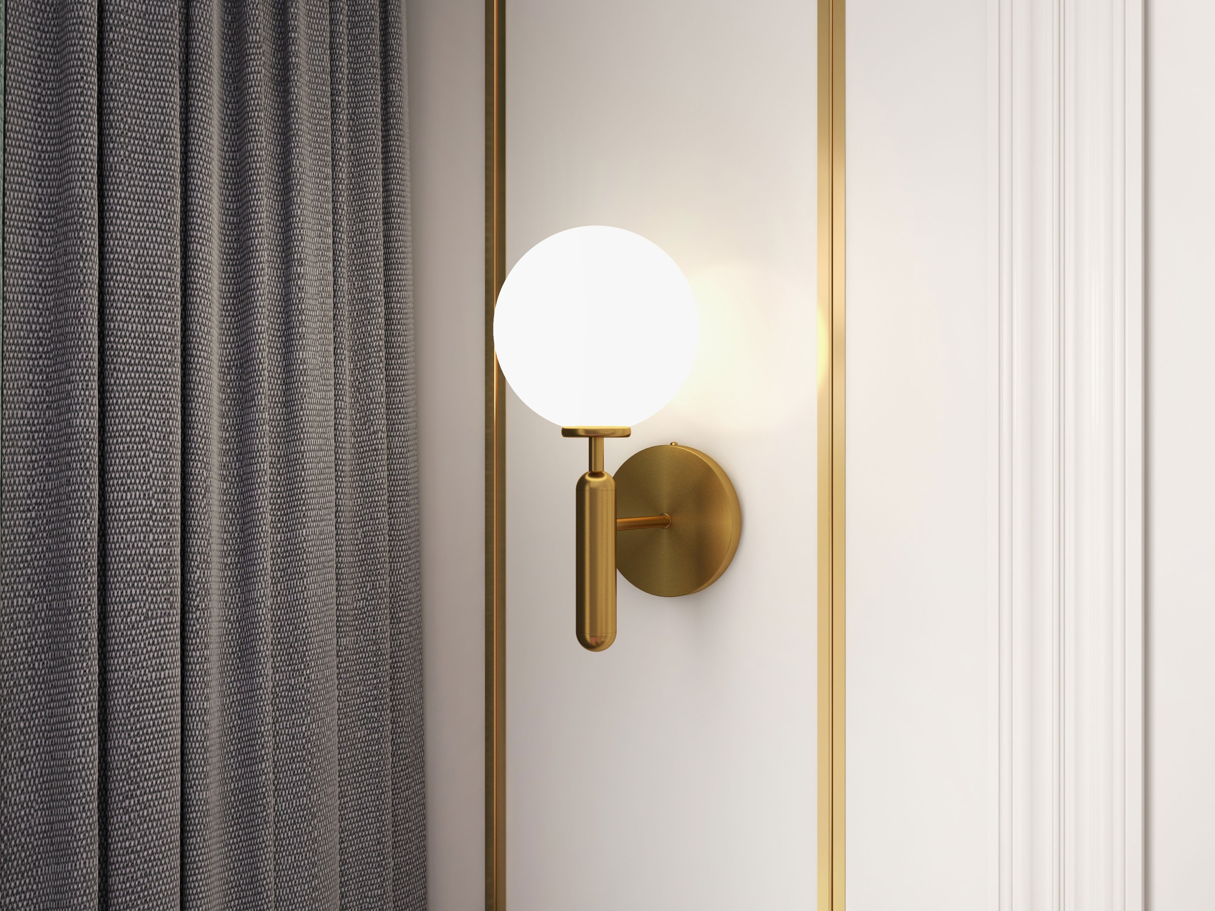HMR - LED Globe Indoor Wall Sconce in White and Gold, Glass
