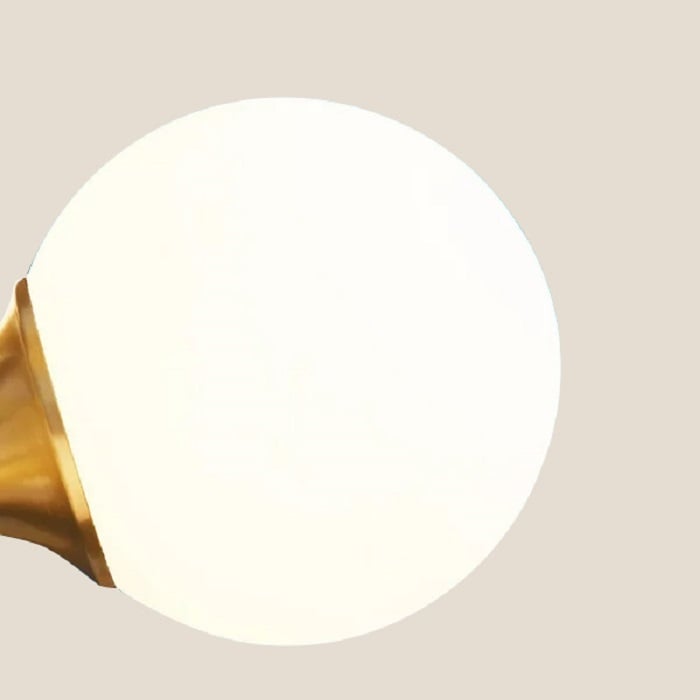 HMR - Globerg 4-Light Semi-Flush Mount Globe Shade Chandelier in Brass