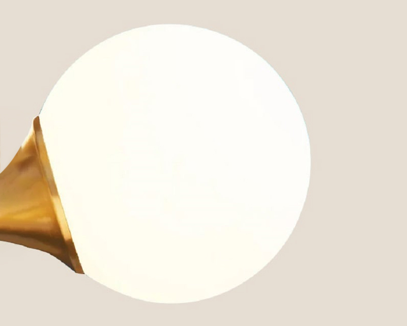 HMR - Globerg 4-Light Semi-Flush Mount Globe Shade Chandelier in Brass