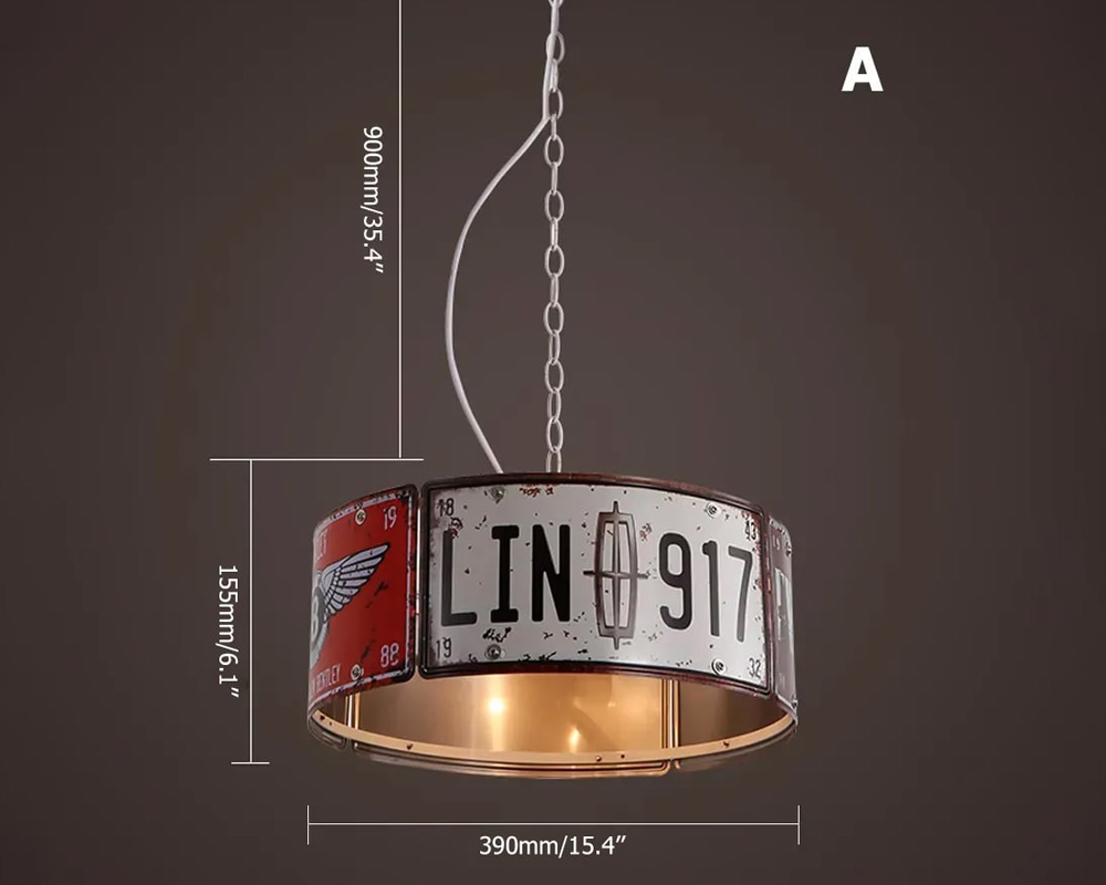 HMR Industrial Square 3-Light Pendant Light - Orange, Style A