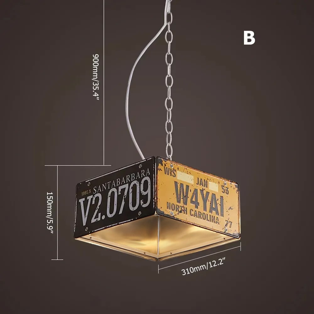 HMR Industrial Square 3-Light Pendant Light - Orange, Style B