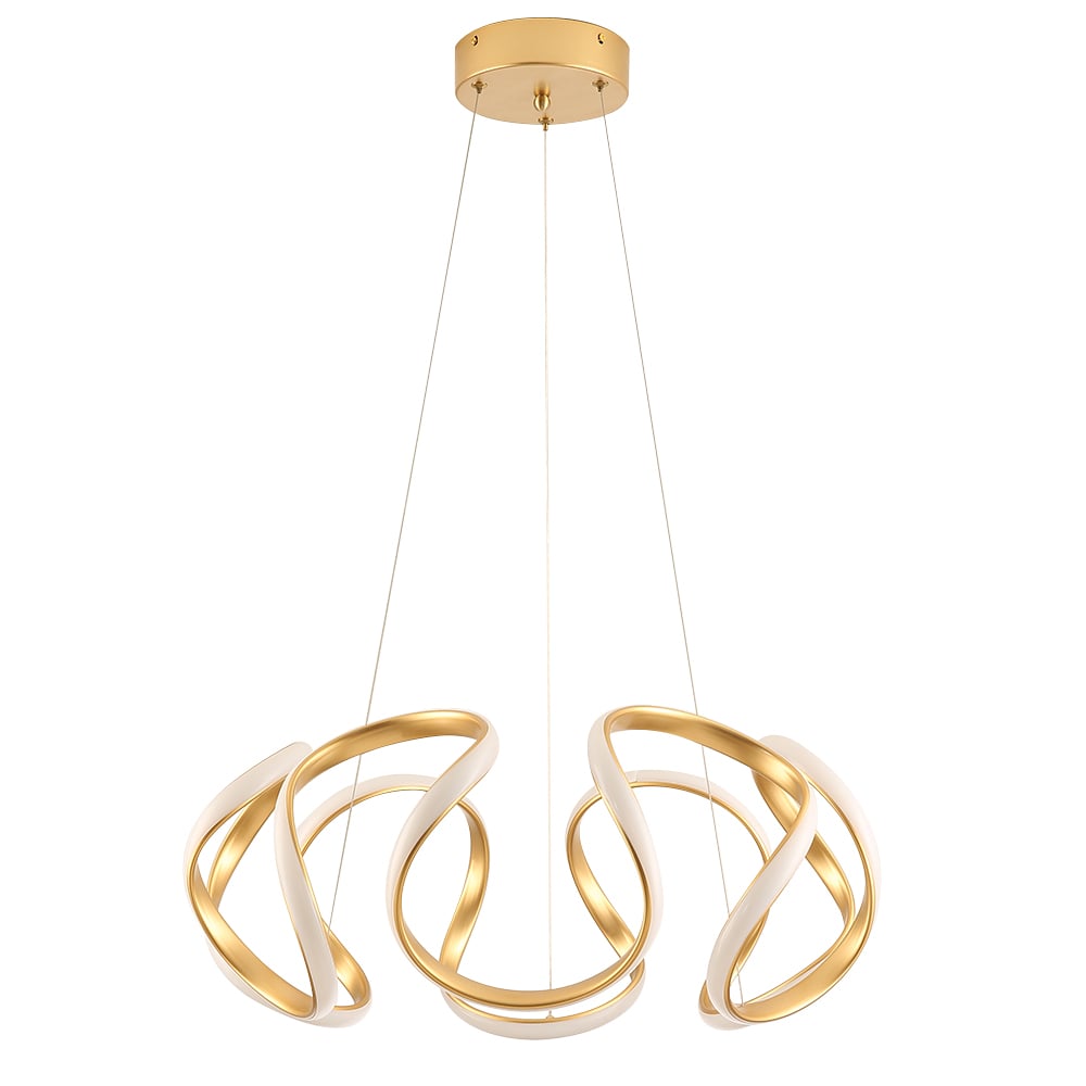 HMR - Rola LED Unique Geometric Chandelier with Hanging Pendant Light in Gold