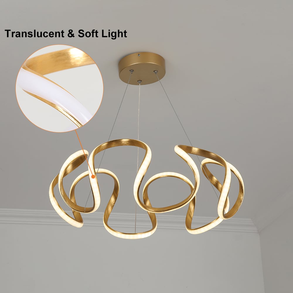 HMR - Rola LED Unique Geometric Chandelier with Hanging Pendant Light in Gold