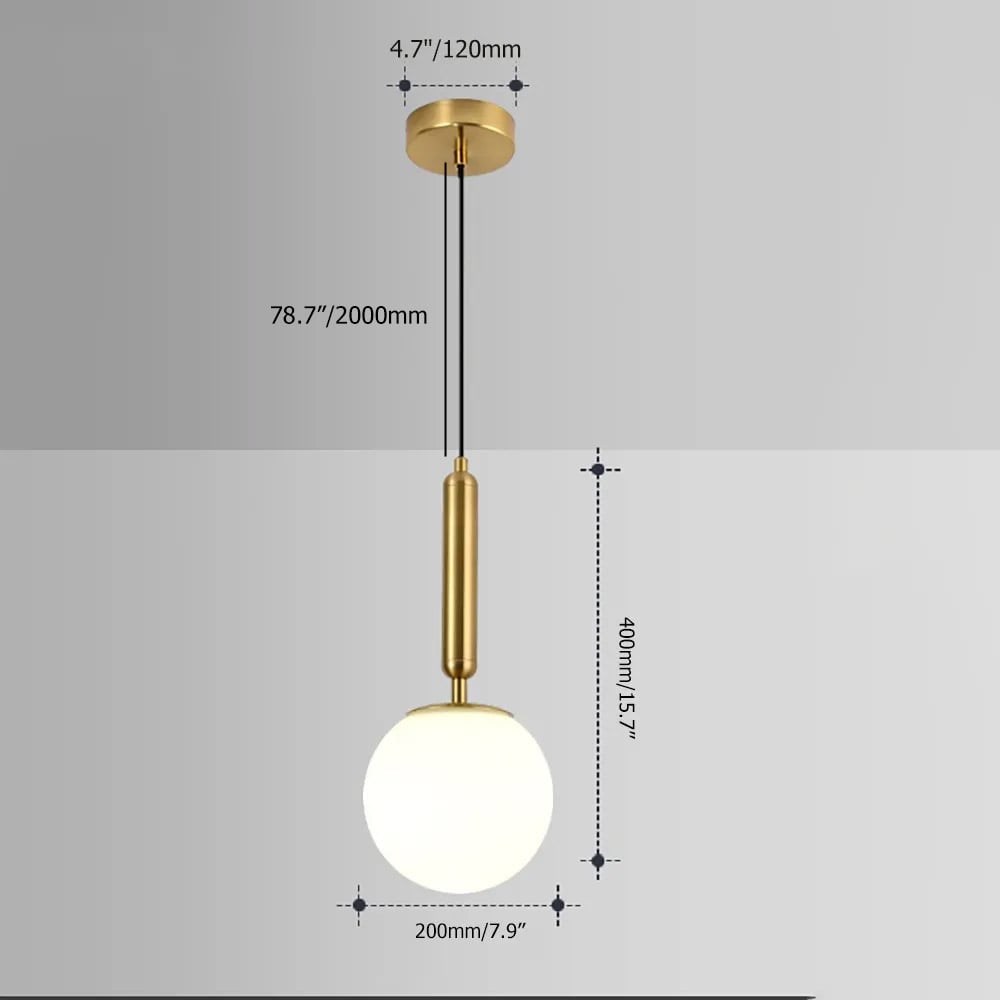 HMR - Modern LED Globe Single Pendant Light in White and Gold