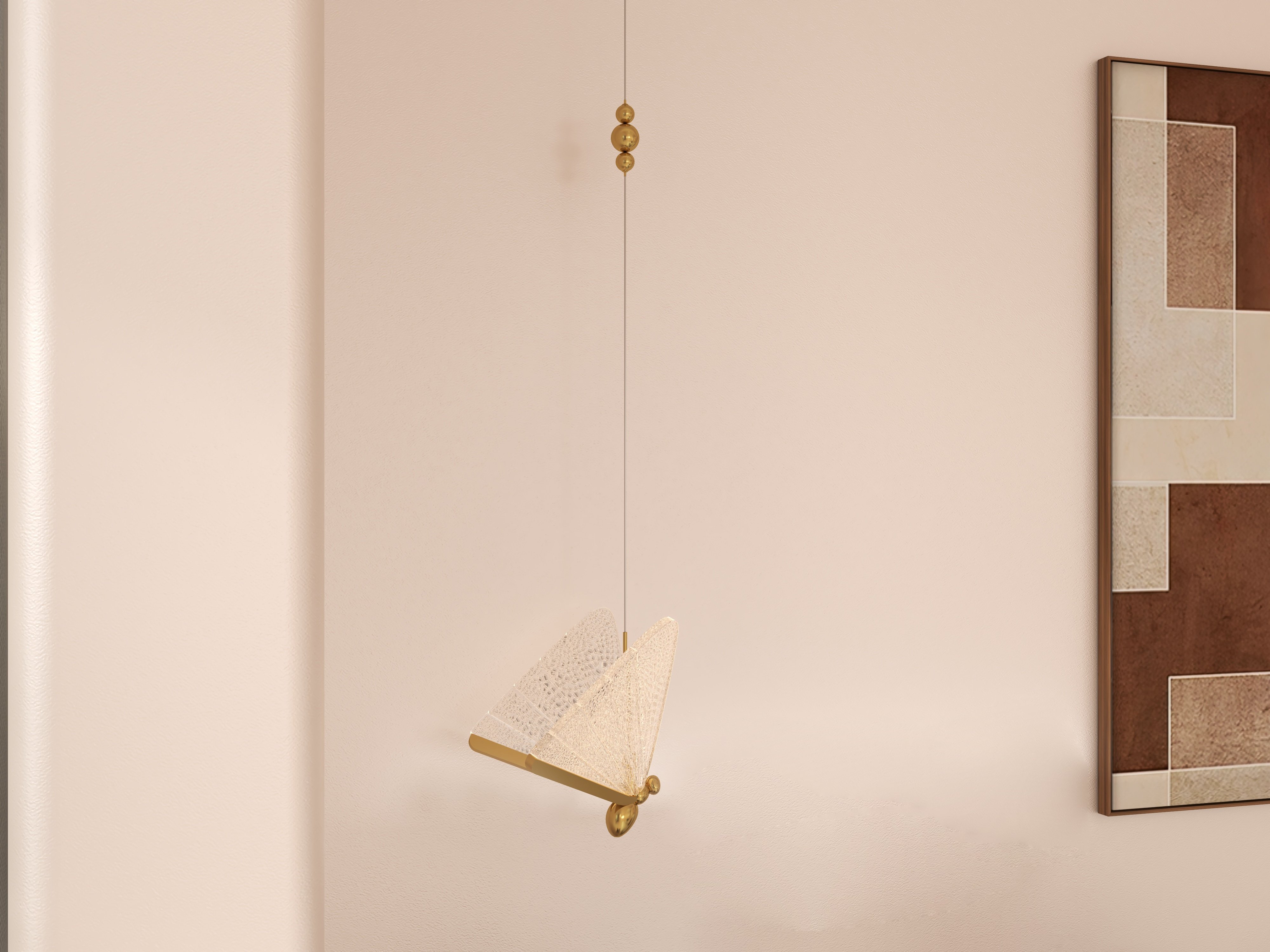 HMR - Butterfly LED Clear and Gold Pendant Light in Gold