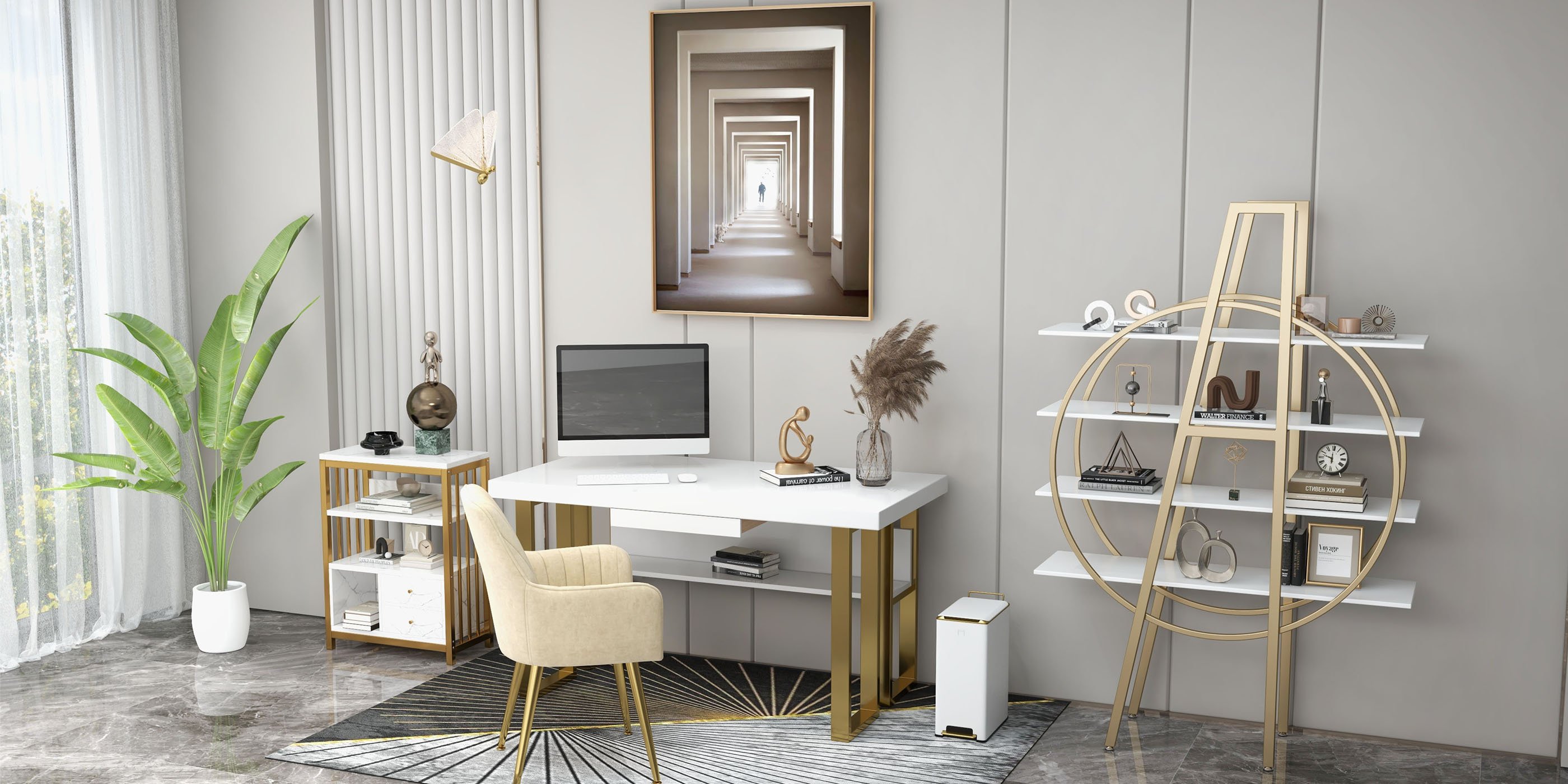 HMR - Butterfly LED Clear and Gold Pendant Light in Gold