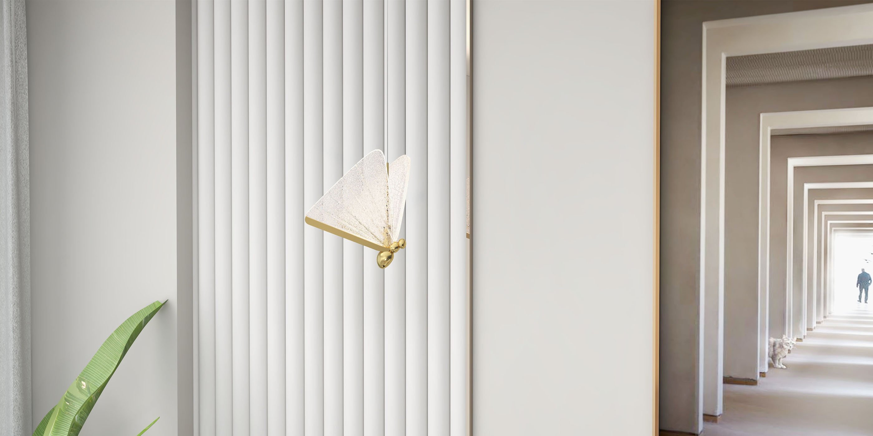 HMR - Butterfly LED Clear and Gold Pendant Light in Gold