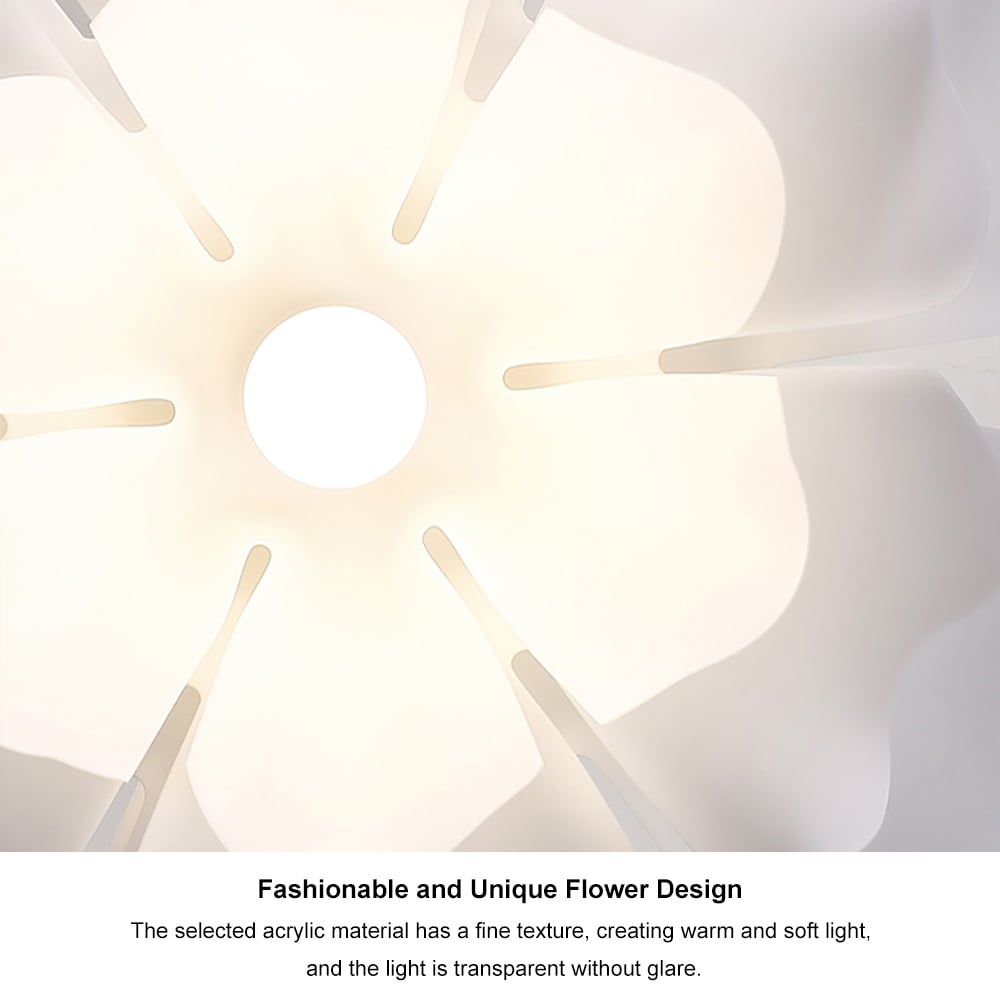 HMR - Acrylic Pendant Chandelier in Flower Shape in White