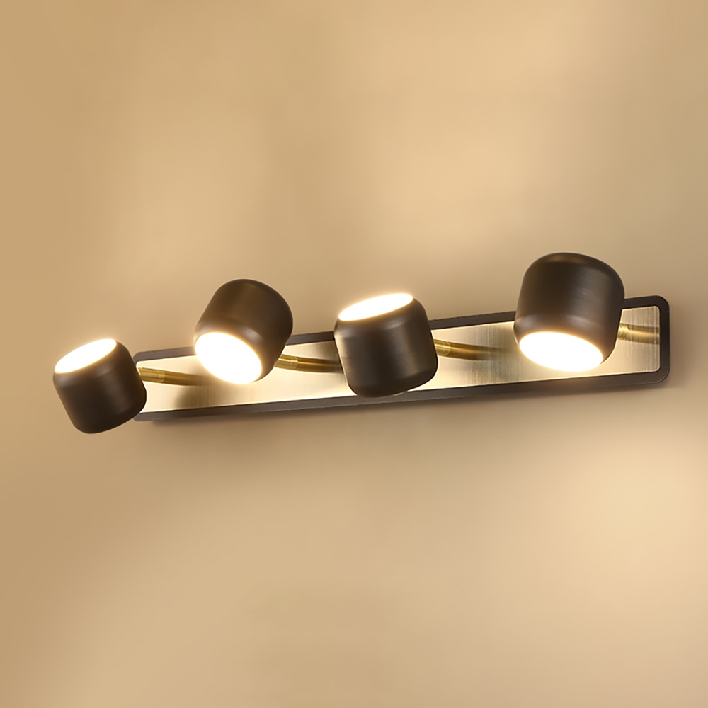 HMR - LED Adjustable Gold Bath Vanity Light 4-Light Indoor in Black