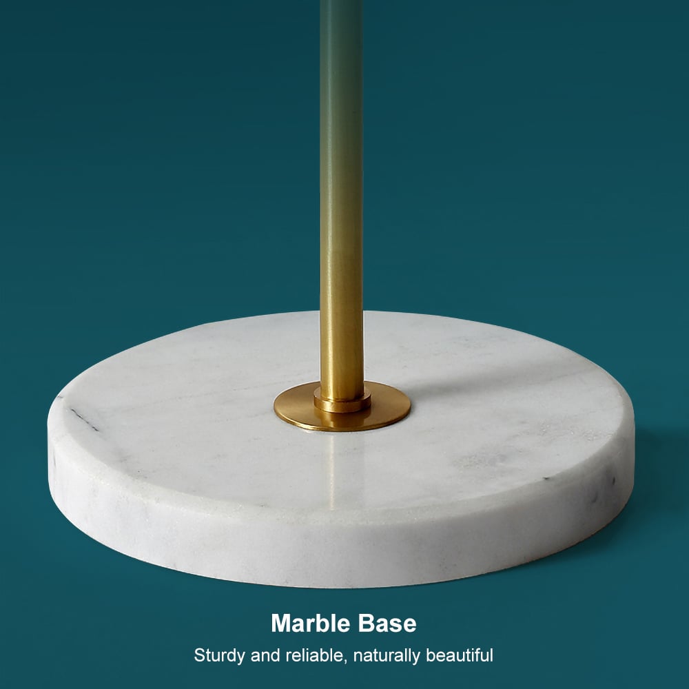HMR - 3-Light Tree Floor Lamp Glass Globe Shade Marble Base in Gold and White