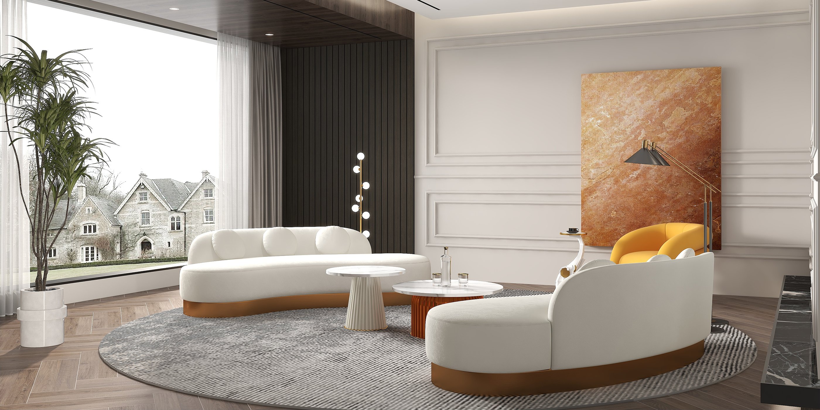 HMR Modern 9-Light Tree Floor Lamp with LED - Gold