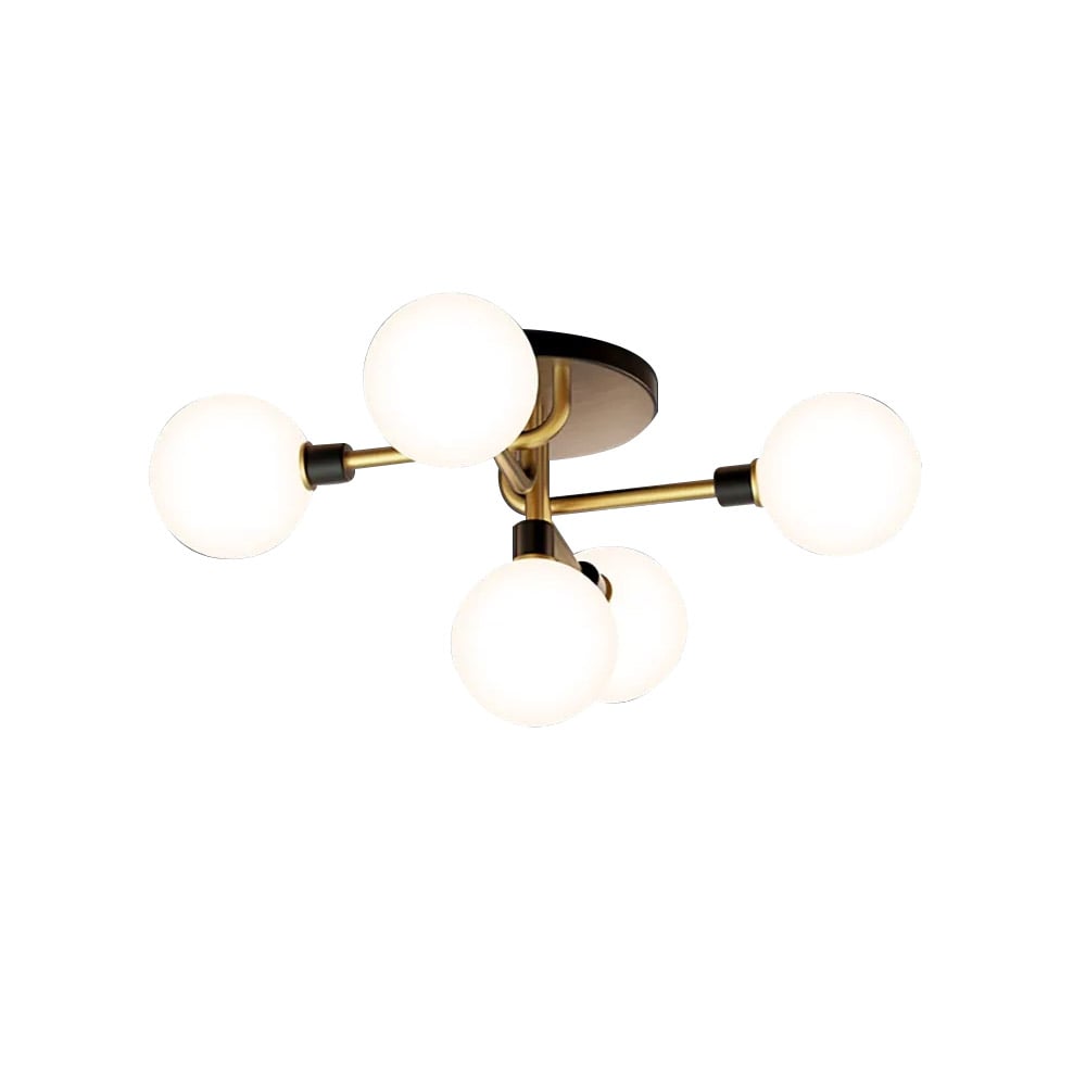 HMR - Globe Chandelier Flush Mount Light in 5-Light in Brass
