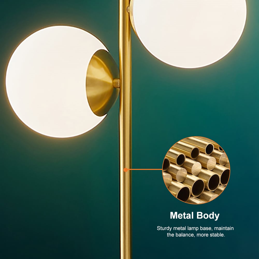 HMR - LED Globe Table Lamp 2 Light with Glass Shade and Marble Base in Gold and White