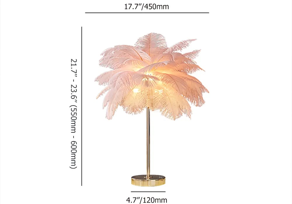 HMR - Loftus Art Deco Gold Portable Table Lamp with Feather & USB Charging