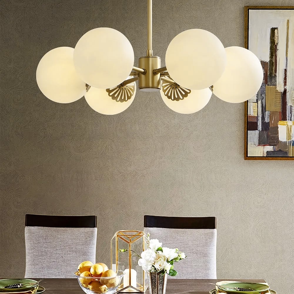 HMR - Worldgle Modern 6-Light Semi Flush Chandelier in Gold