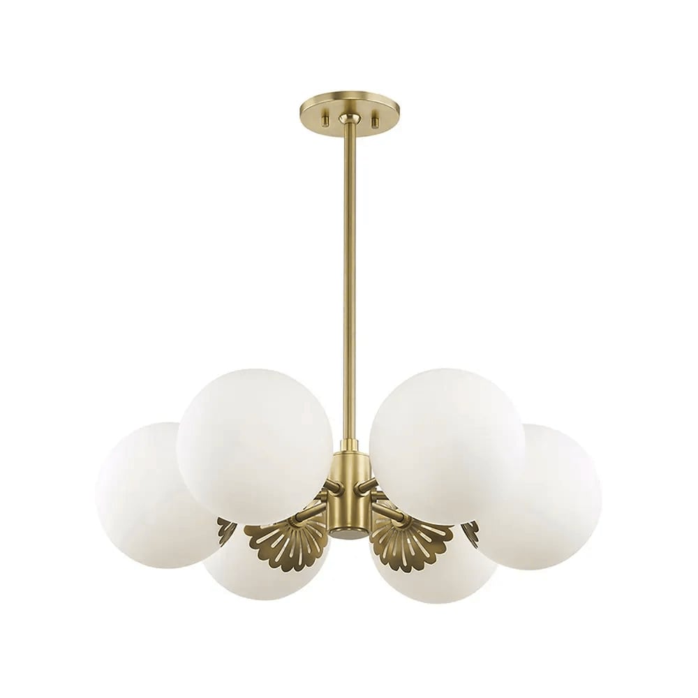 HMR - Worldgle Modern 6-Light Semi Flush Chandelier in Gold