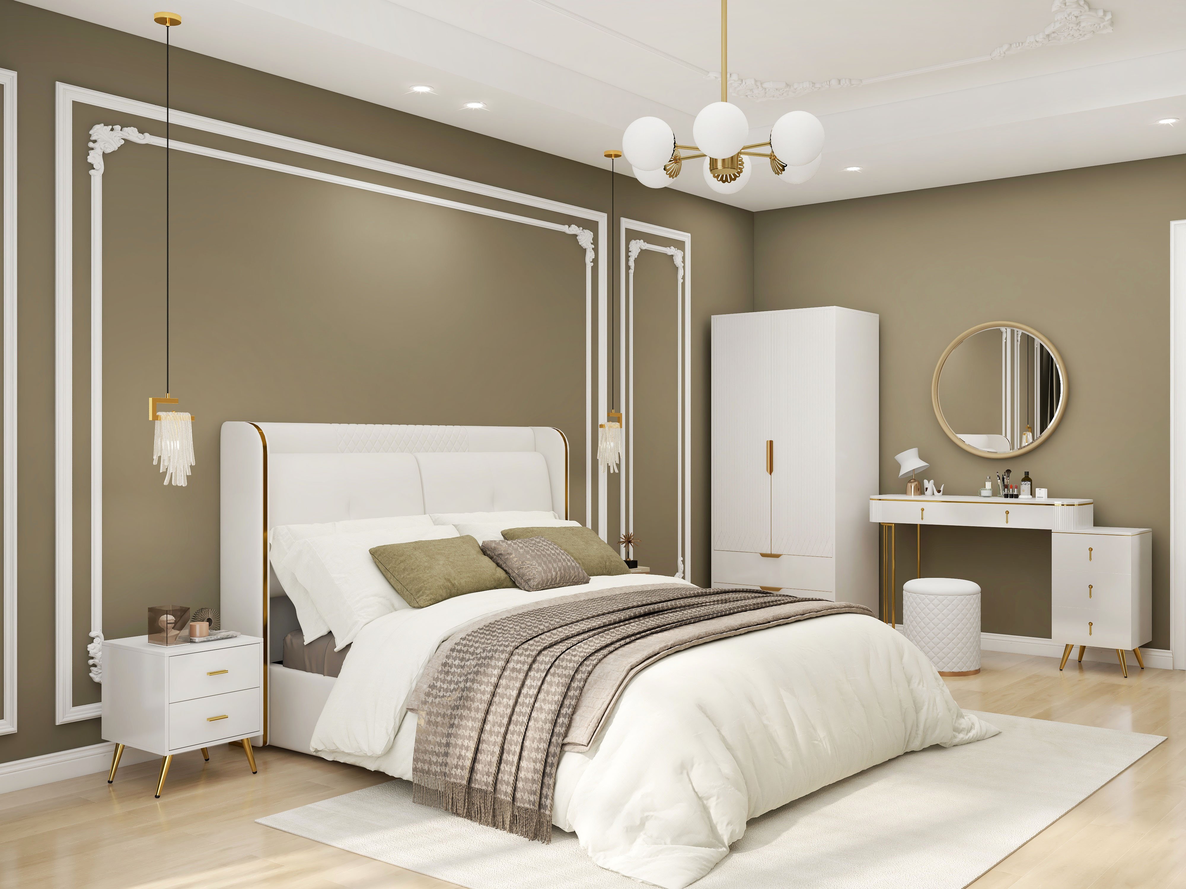 HMR - Worldgle Modern 6-Light Semi Flush Chandelier in Gold