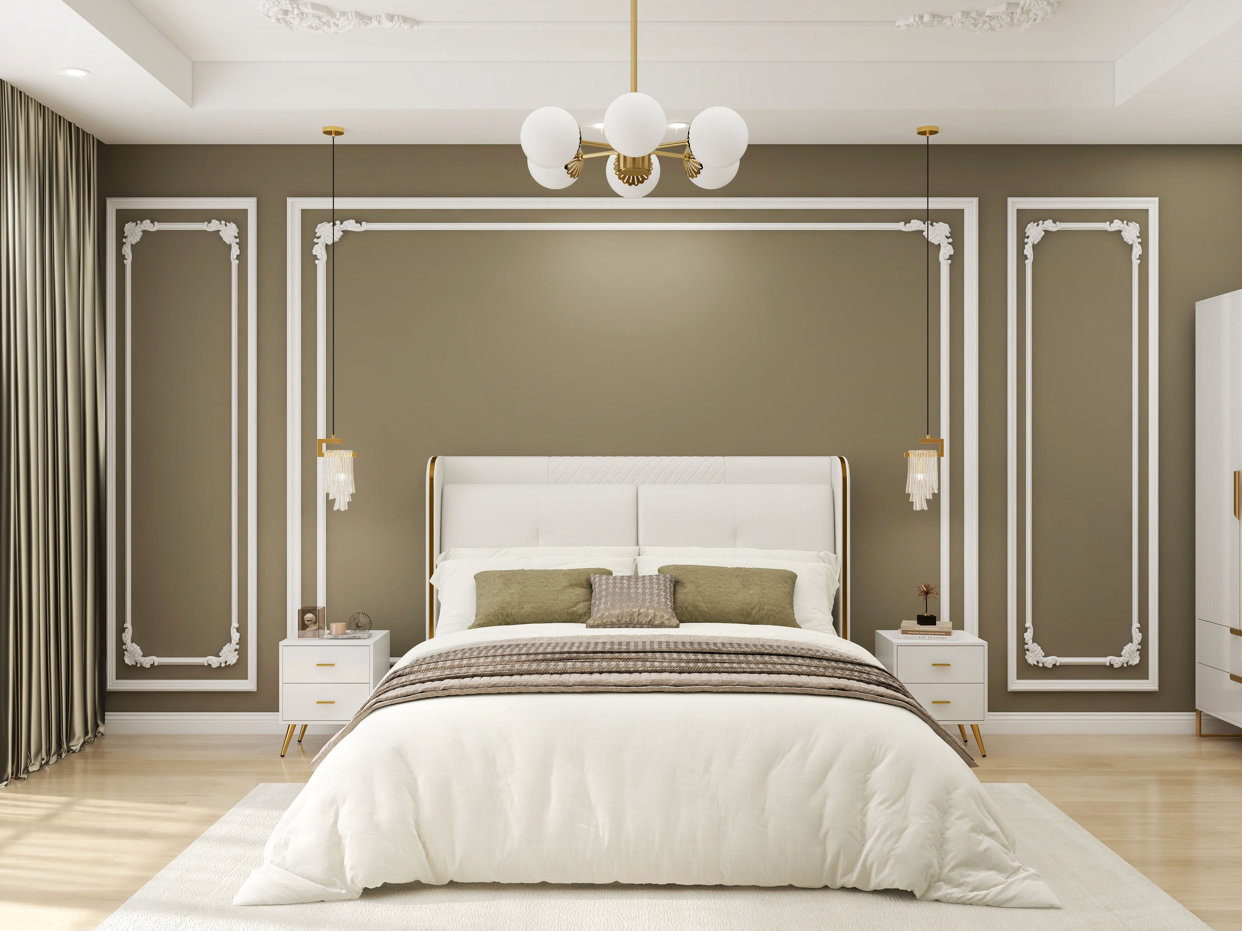 HMR - Worldgle Modern 6-Light Semi Flush Chandelier in Gold
